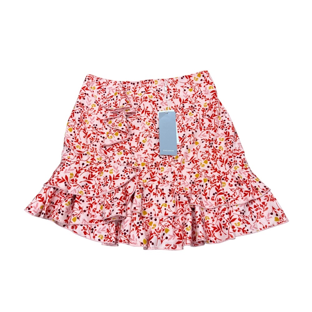 Finders Keepers Faded Skirt Quartz Ditsy Floral Tiered Ruffle Mini Skirt Small S